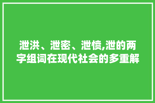 泄洪、泄密、泄愤,泄的两字组词在现代社会的多重解读_泄的两字组词