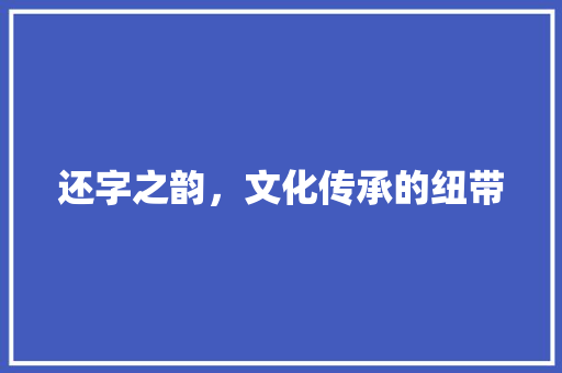 还字之韵，文化传承的纽带