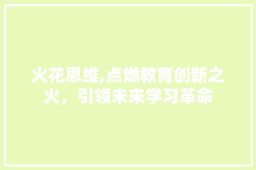 火花思维,点燃教育创新之火，引领未来学习革命