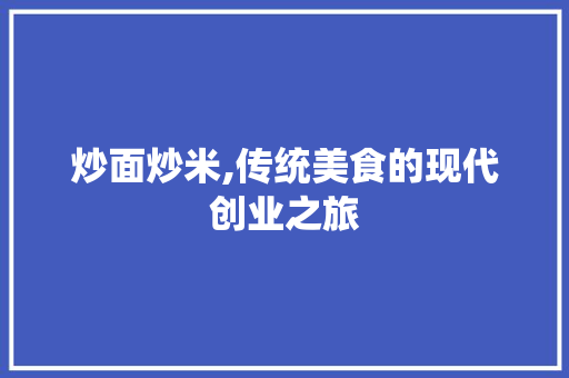 炒面炒米,传统美食的现代创业之旅