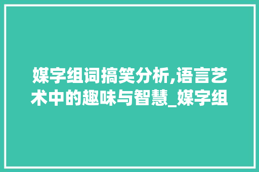 媒字组词搞笑分析,语言艺术中的趣味与智慧_媒字组词搞笑对吗