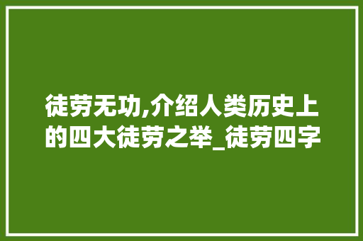 徒劳无功,介绍人类历史上的四大徒劳之举_徒劳四字组词