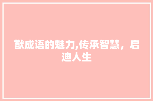 猷成语的魅力,传承智慧，启迪人生