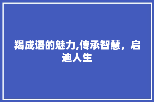 羯成语的魅力,传承智慧，启迪人生