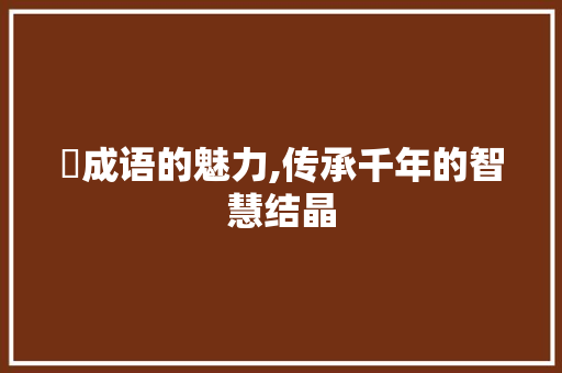 蒤成语的魅力,传承千年的智慧结晶