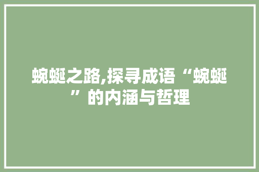 蜿蜒之路,探寻成语“蜿蜒”的内涵与哲理 采访稿