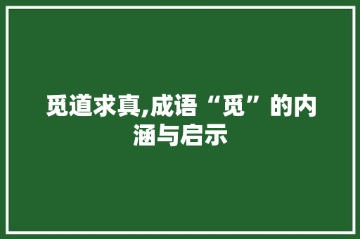 觅道求真,成语“觅”的内涵与启示