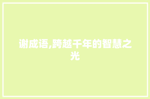 谢成语,跨越千年的智慧之光