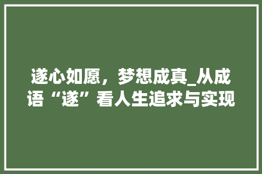 遂心如愿，梦想成真_从成语“遂”看人生追求与实现