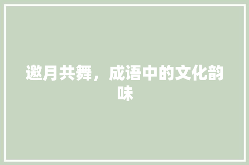 邀月共舞，成语中的文化韵味