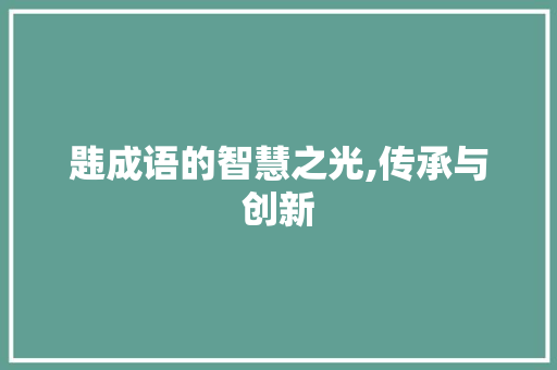 韪成语的智慧之光,传承与创新