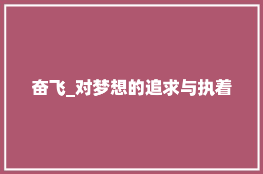奋飞_对梦想的追求与执着