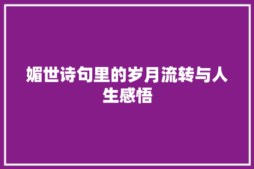 媚世诗句里的岁月流转与人生感悟