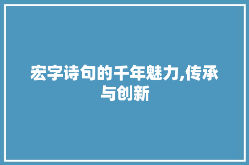 宏字诗句的千年魅力,传承与创新