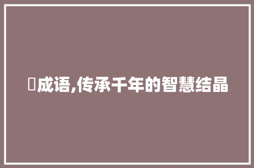 戞成语,传承千年的智慧结晶