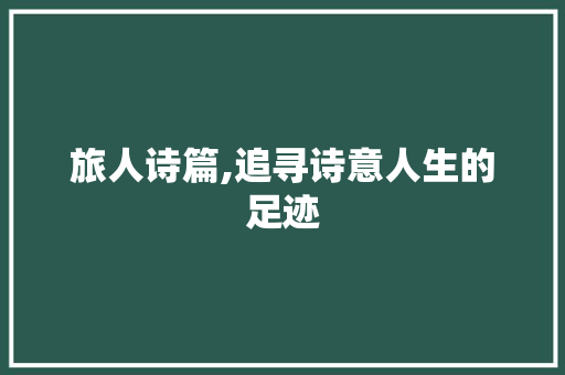 旅人诗篇,追寻诗意人生的足迹