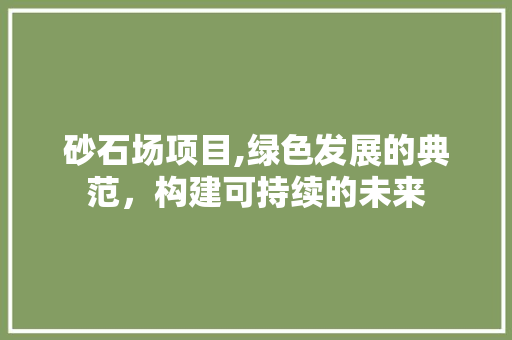 砂石场项目,绿色发展的典范，构建可持续的未来