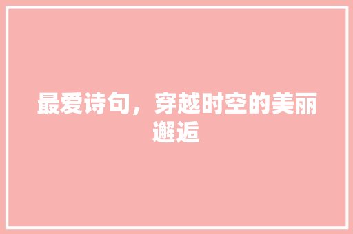 最爱诗句，穿越时空的美丽邂逅