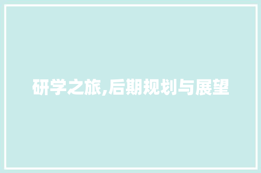 研学之旅,后期规划与展望