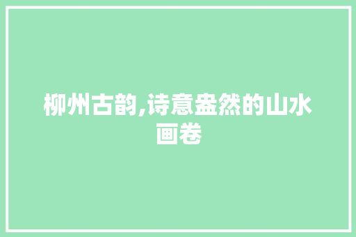 柳州古韵,诗意盎然的山水画卷