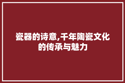 瓷器的诗意,千年陶瓷文化的传承与魅力