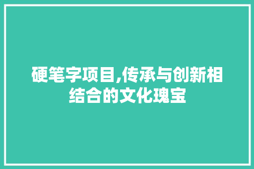 硬笔字项目,传承与创新相结合的文化瑰宝