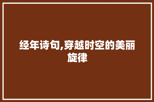 经年诗句,穿越时空的美丽旋律