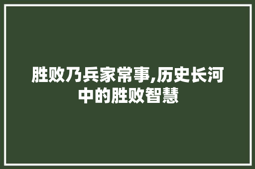 胜败乃兵家常事,历史长河中的胜败智慧