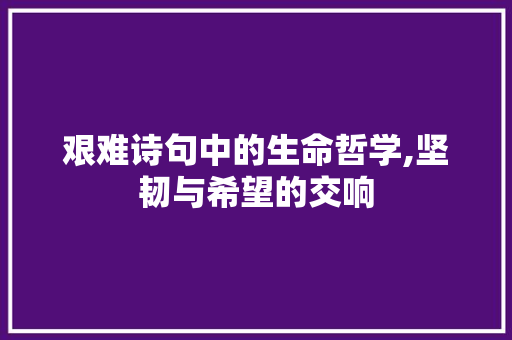艰难诗句中的生命哲学,坚韧与希望的交响