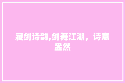 藏剑诗韵,剑舞江湖，诗意盎然 工作类
