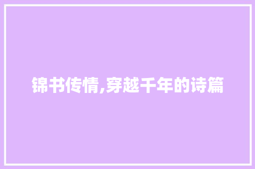 锦书传情,穿越千年的诗篇