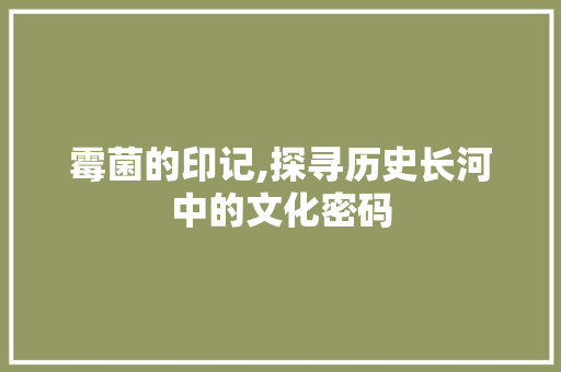 霉菌的印记,探寻历史长河中的文化密码