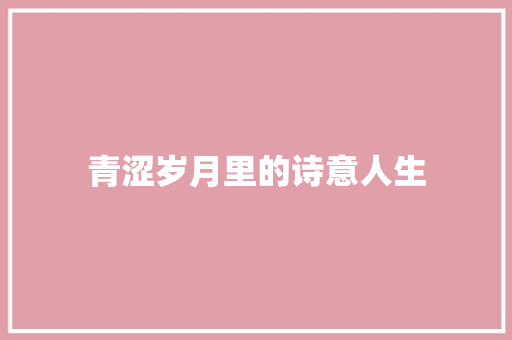 青涩岁月里的诗意人生