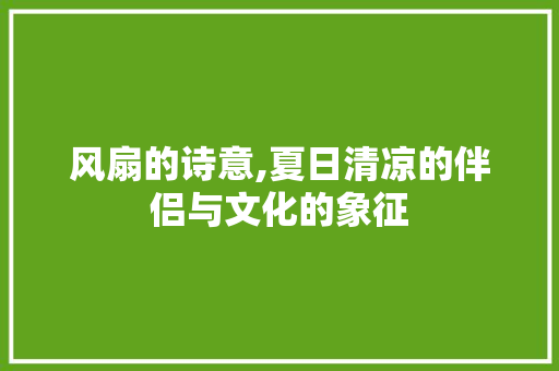 风扇的诗意,夏日清凉的伴侣与文化的象征 工作类