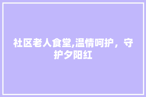 社区老人食堂,温情呵护，守护夕阳红