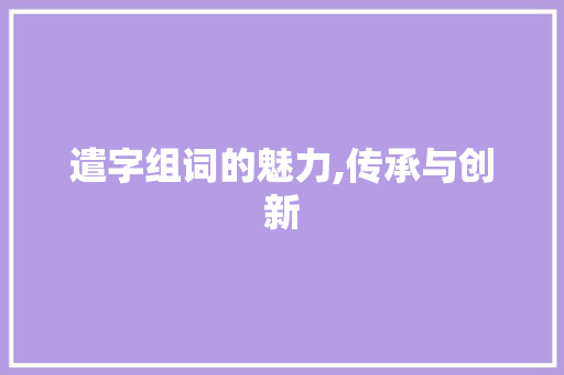 遣字组词的魅力,传承与创新