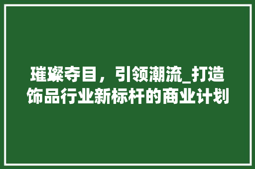 璀璨夺目，引领潮流_打造饰品行业新标杆的商业计划书解读