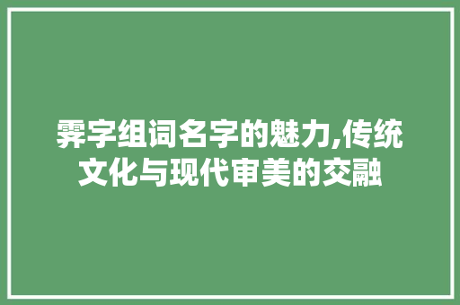 霁字组词名字的魅力,传统文化与现代审美的交融