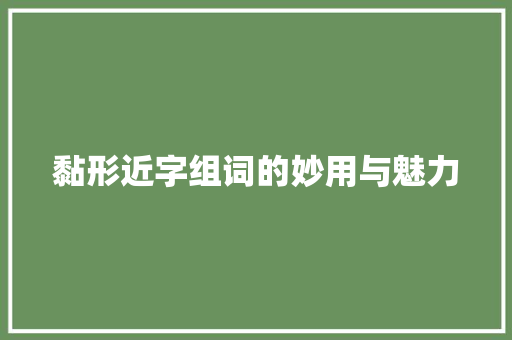 黏形近字组词的妙用与魅力