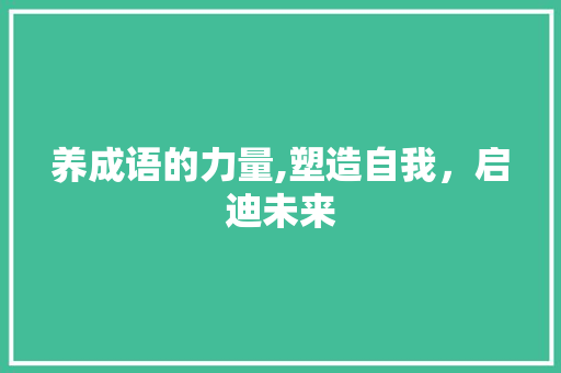 养成语的力量,塑造自我，启迪未来