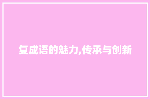 复成语的魅力,传承与创新