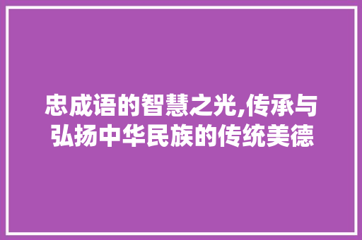 忠成语的智慧之光,传承与弘扬中华民族的传统美德