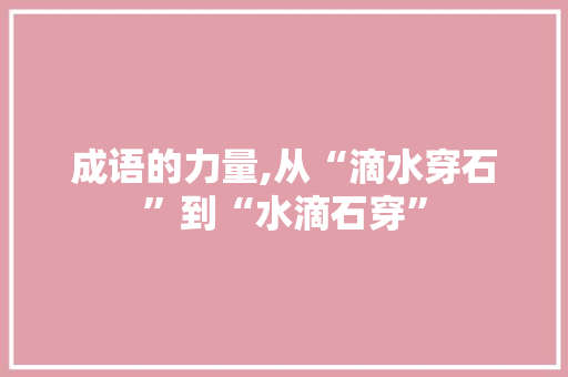 成语的力量,从“滴水穿石”到“水滴石穿” 生活随笔