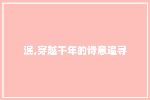 泯,穿越千年的诗意追寻