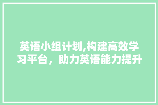 英语小组计划,构建高效学习平台，助力英语能力提升