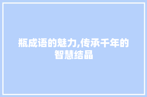 瓶成语的魅力,传承千年的智慧结晶