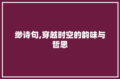 缈诗句,穿越时空的韵味与哲思