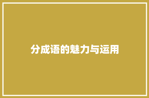 分成语的魅力与运用