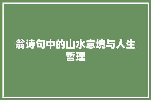 翁诗句中的山水意境与人生哲理