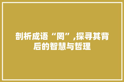 剖析成语“罔”,探寻其背后的智慧与哲理